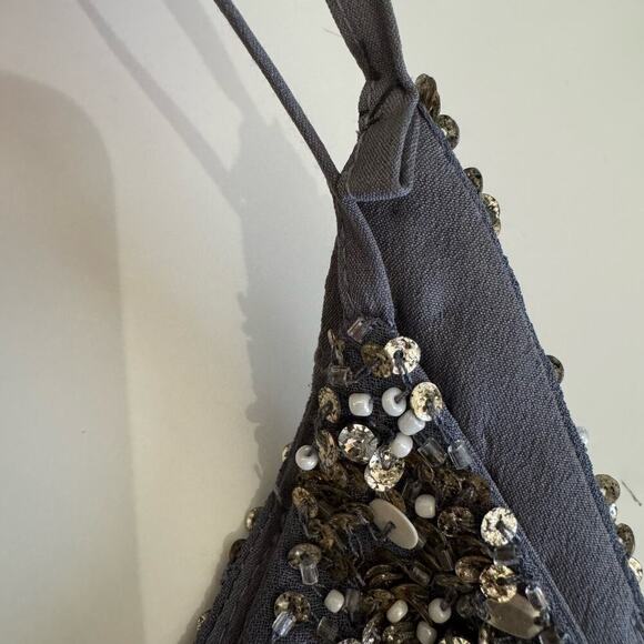 BHLDN Dress Formal Black Tie Gown Slate Blue Gray‎ Beaded Tulle Size 8 - Picture 11 of 11